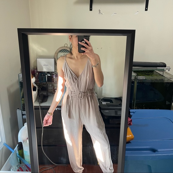Linen Jumpsuit With Belt S - Picture 3 of 13